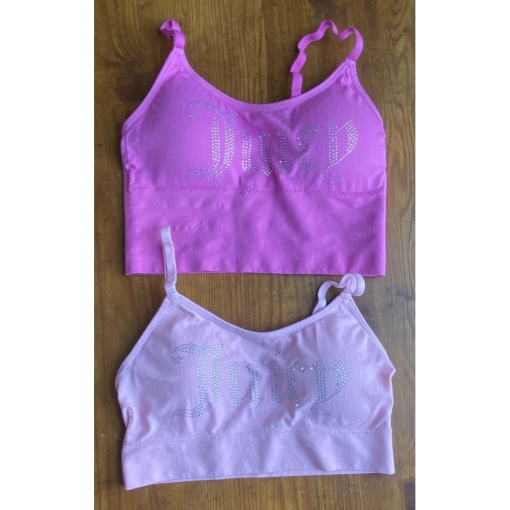 Juicy‎ Couture Bras Bralette Medium Pink Bling Removable Pads y2K babydoll Lot 2